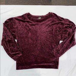 Free People Wine Colored Plush Velour Top-XS